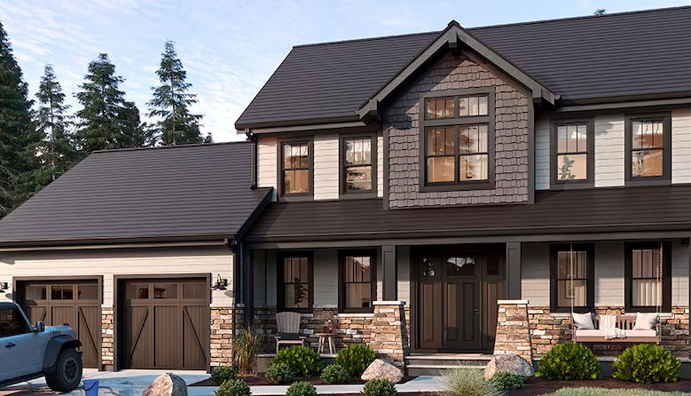 GAF TimberSteel™ Dark Bronze House