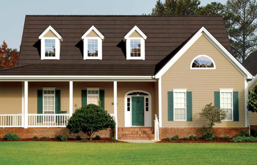 GAF TimberSteel™ Terra Bronze House