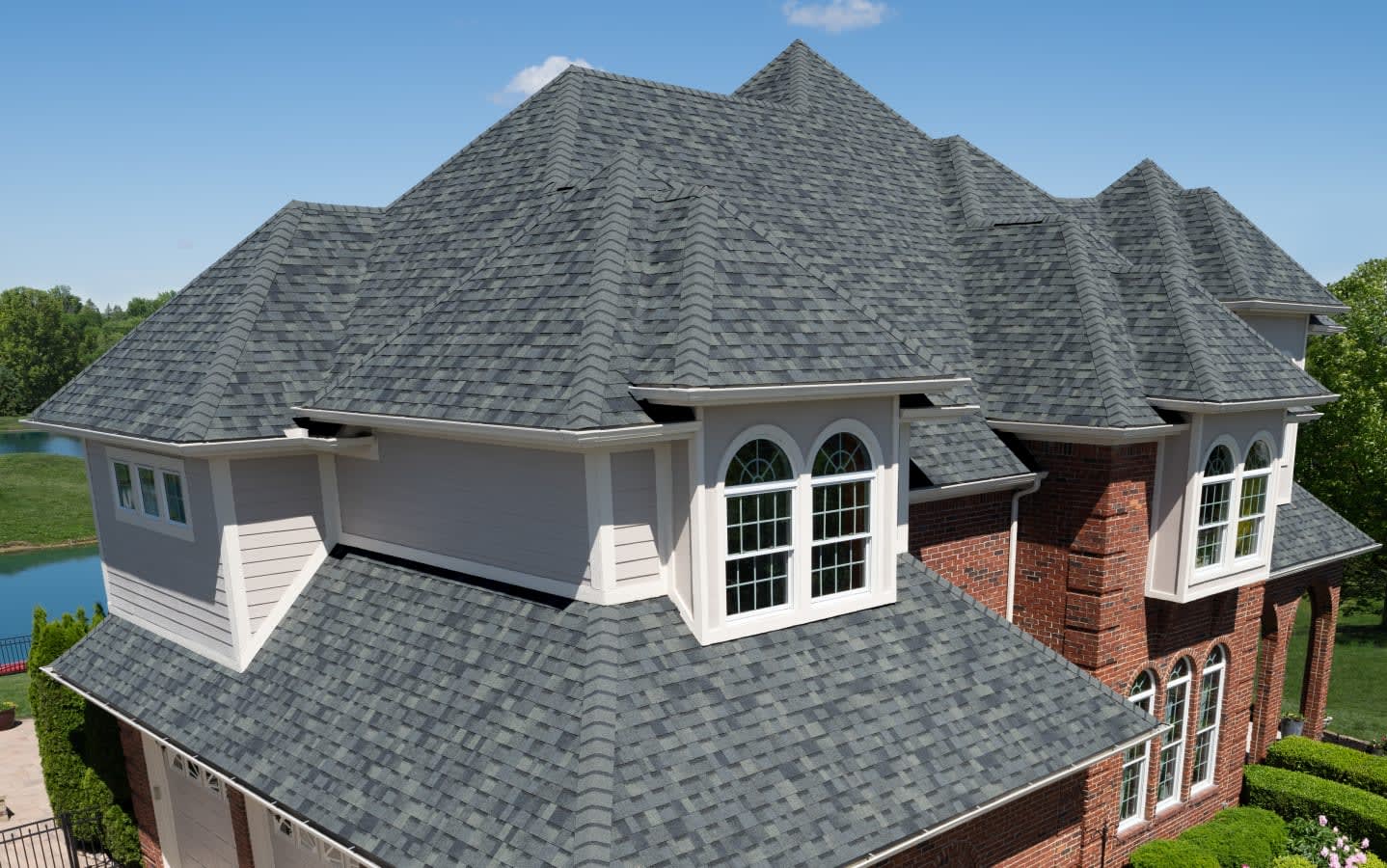 Owens Corning TruDefinition® Duration® Shingles + Designer Colors Estate Gray House